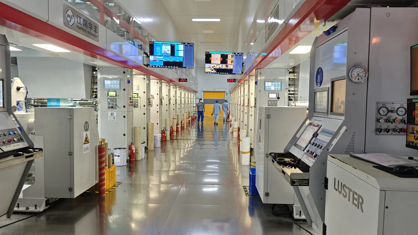 Printing line with printed film