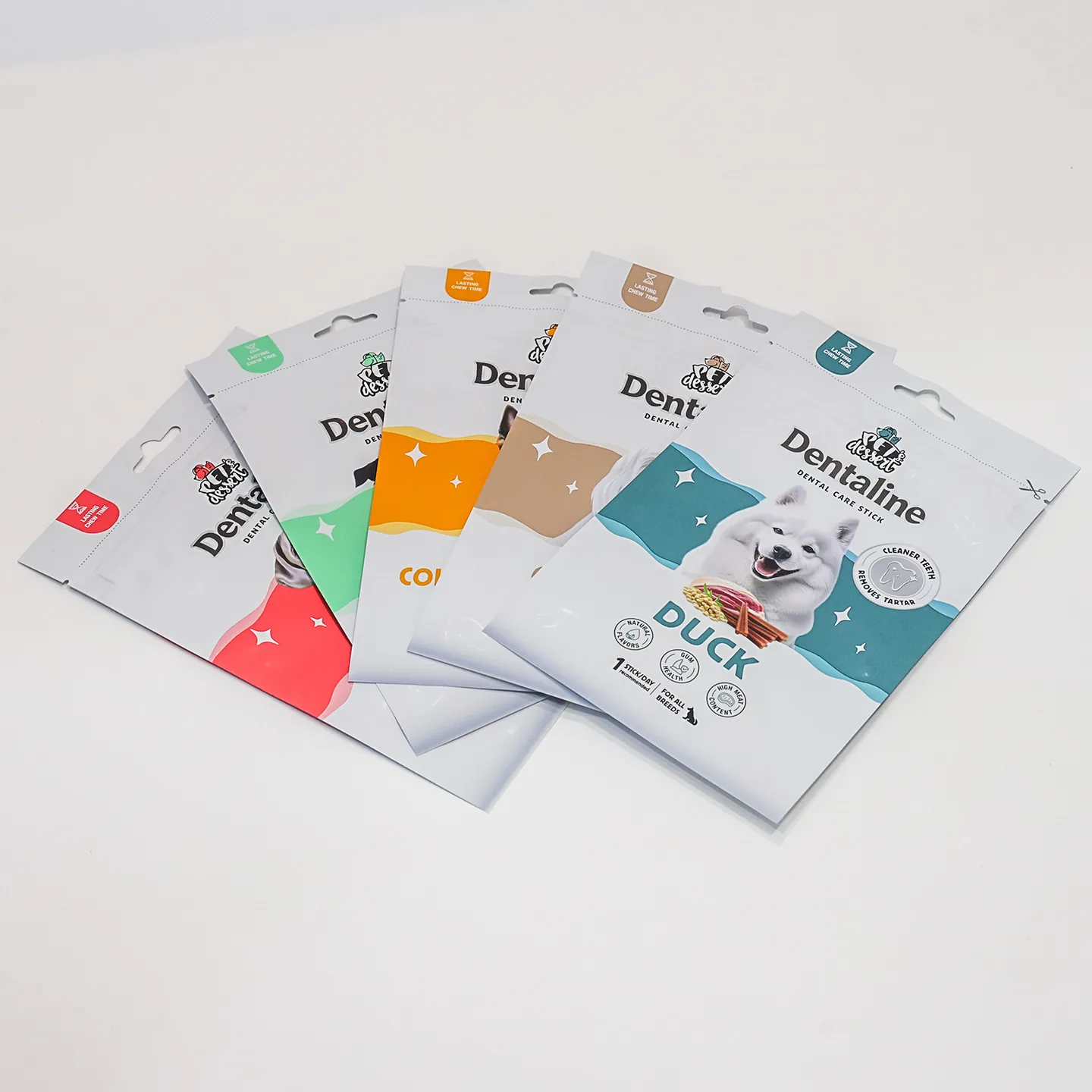 Three-side-seal pet treat pouch packaging example